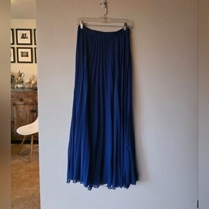 Bebe Cobalt Blue Pleated Chiffon Midi Skirt XS